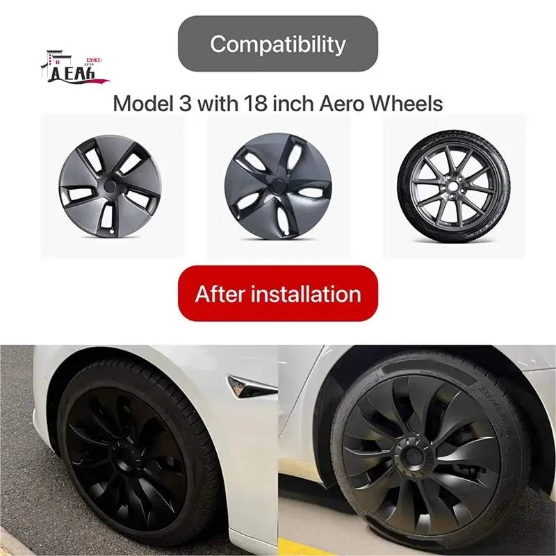 AEA6-Model 3 Wheel Cover 18 Inch, Hub Cap Full Cover Replacement Accessories For Tesla Model 3 - Matte Black
AEA6-Model 3 Wheel Cover 18 Inch, Hub Cap Full Cover Replacement Accessories For Tesla Model 3 - Matte Black