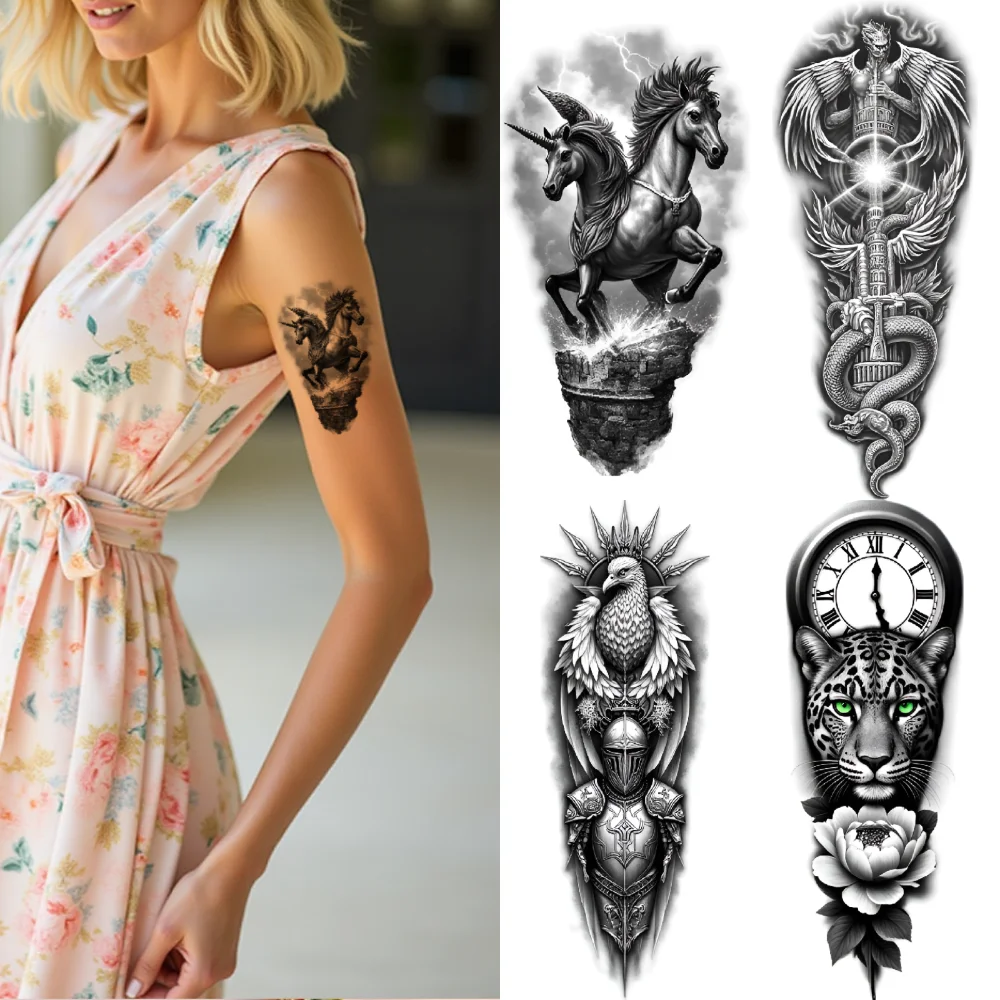 12pcs Temporary Tattoo Animal Tattoos Waterproof Long-lasting Body Stickers Fantasy Art Black And Grey Realism For Thigh Male
12pcs Temporary Tattoo Animal Tattoos Waterproof Long-lasting Body Stickers Fantasy Art Black And Grey Realism For Thigh Male