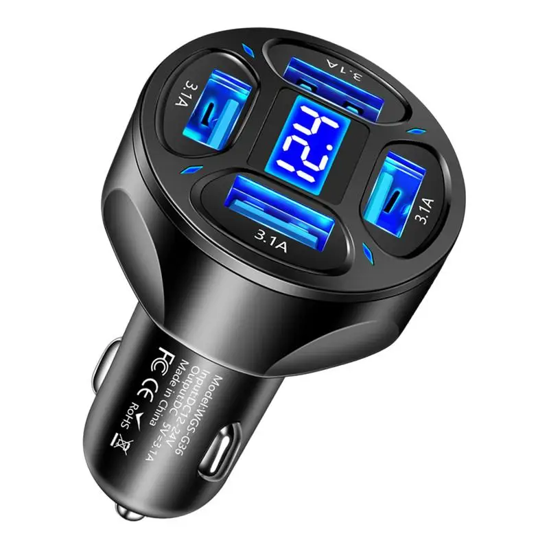 3.1A 4 IN 1 Retractable Car Charger Fast Charging With 4 USB Ports And LED Digital Display 3.1A Car Charger For Phone Computer
3.1A 4 IN 1 Retractable Car Charger Fast Charging With 4 USB Ports And LED Digital Display 3.1A Car Charger For Phone Computer