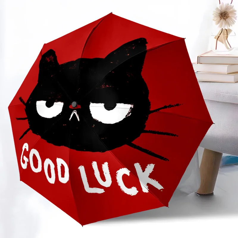 Автоматический складной зонт «Кот на удачу» с милым личиком и талисманом удачи — красно-черный, 8 спиц
Автоматический складной зонт «Кот на удачу» с милым личиком и талисманом удачи — красно-черный, 8 спиц