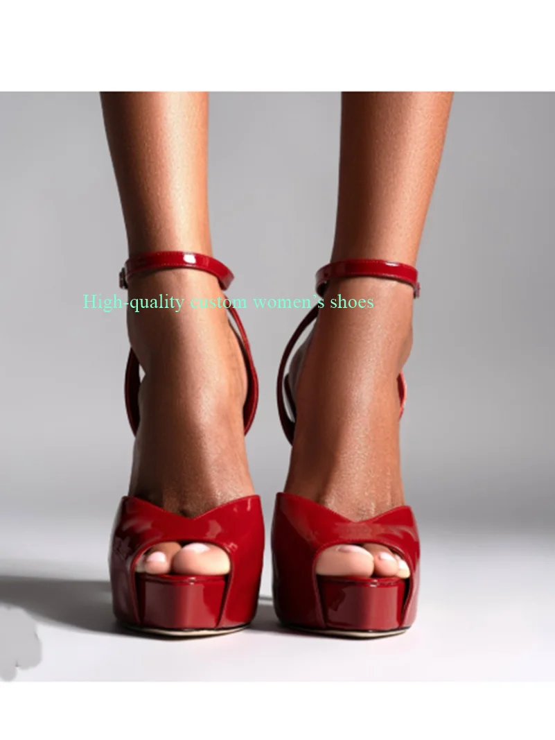 Claret Leather Extra High Waterproof Platform Stilettos Sandals Pointed Almond-Shaped Toes Shallow Mouth High Heel Luxury Sandal
Claret Leather Extra High Waterproof Platform Stilettos Sandals Pointed Almond-Shaped Toes Shallow Mouth High Heel Luxury Sandal