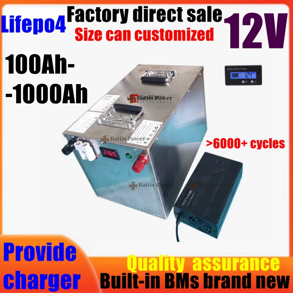 LRKK Batterie 12V Lithium Rechargeable 100Ah 200Ah 300Ah 400Ah 500Ah 600Ah 800Ah 1000Ah Lifepo4 for Off-Grid UPS RV Boat Outdoor
LRKK Batterie 12V Lithium Rechargeable 100Ah 200Ah 300Ah 400Ah 500Ah 600Ah 800Ah 1000Ah Lifepo4 for Off-Grid UPS RV Boat Outdoor