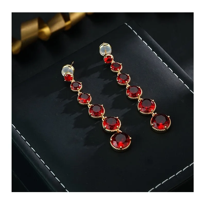 Slightly Set Round Pigeon Blood Red Long Pendant Earrings Women's Niche Design Fashion Geometric Earrings
Slightly Set Round Pigeon Blood Red Long Pendant Earrings Women's Niche Design Fashion Geometric Earrings