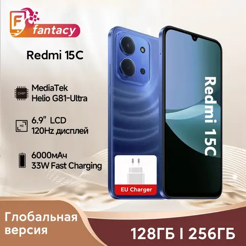 Versão global xiaomi redmi 15c mediatek helio G81-Ultra 50mp câmera principal 120hz 6.9 "display 33w carregamento 6000mah bateria