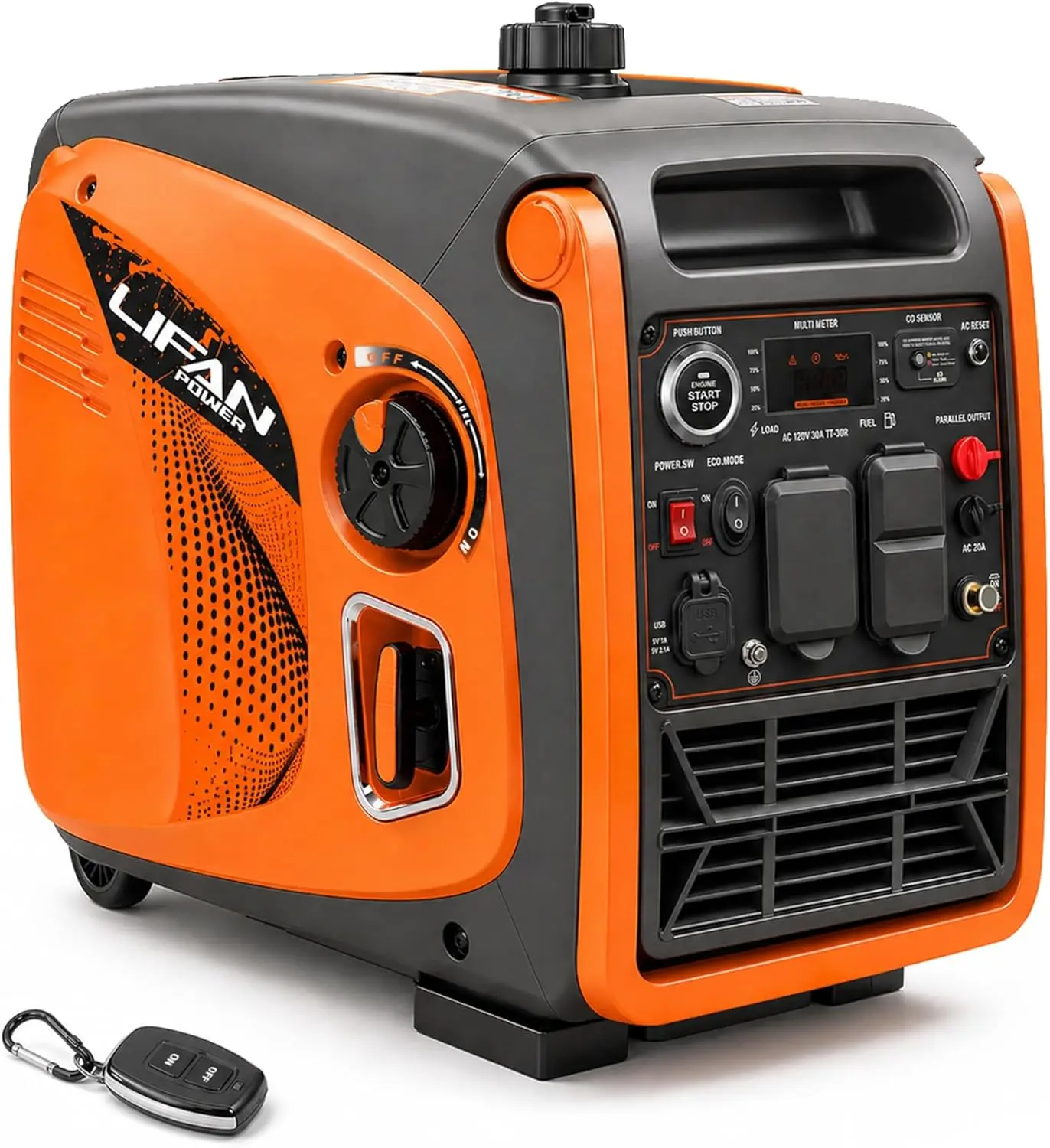 4800W Portable Inverter Generator with Remote Electric Start, Super Quiet Gas Powered Engine, 30A RV Ready Outlet & CO-Minder Se
4800W Portable Inverter Generator with Remote Electric Start, Super Quiet Gas Powered Engine, 30A RV Ready Outlet & CO-Minder Se