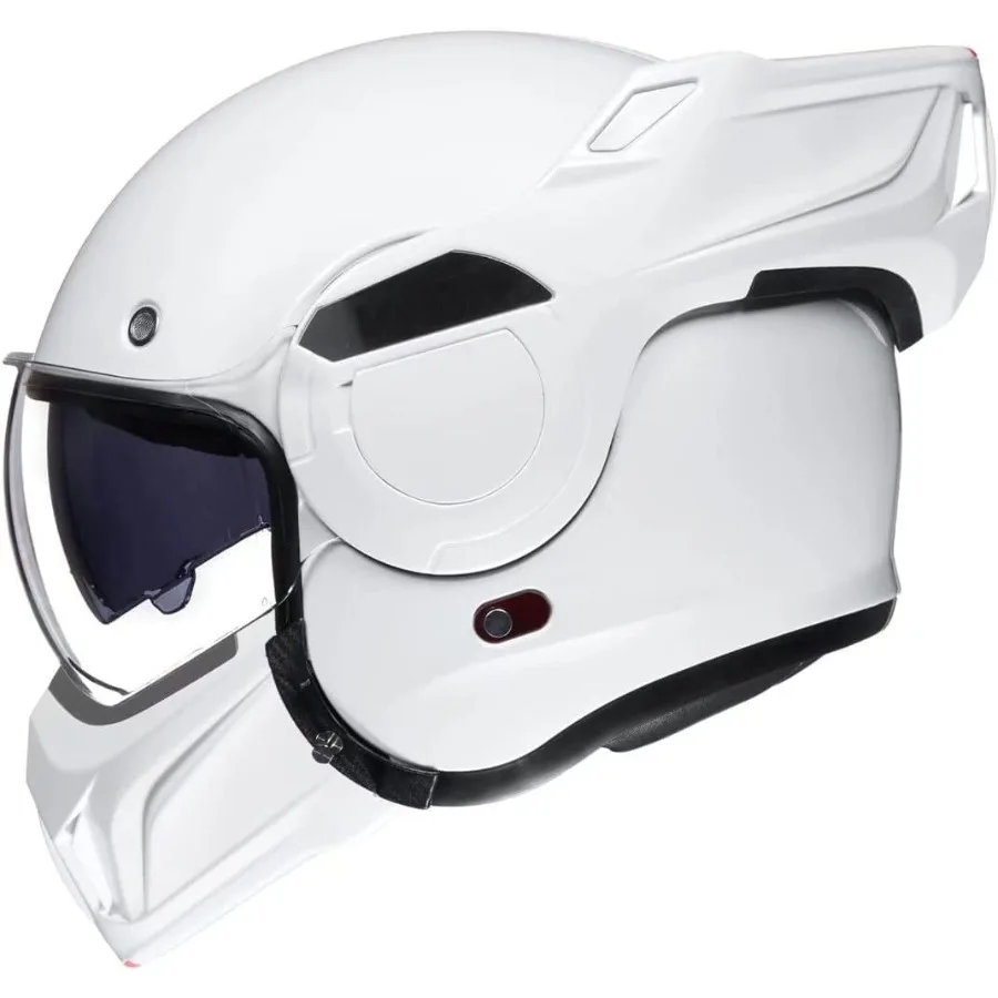 Винтажный модульный мотоциклетный шлем анфас для взрослых и мужчин, ATV UTV, снегоход с 180-реверсивным защитой подбородка DOT ModelB707 Whit 
Винтажный модульный мотоциклетный шлем анфас для взрослых и мужчин, ATV UTV, снегоход с 180-реверсивным защитой подбородка DOT ModelB707 Whit