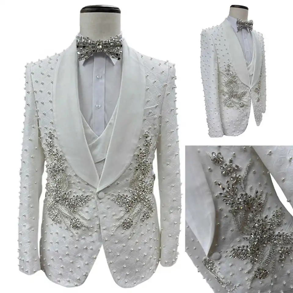 Luxury Wedding Groom Tuxedo Pearls Crystal 2pcs Blazer Vest Single Breasted Prom Party Wear Special Occasions Customized
Luxury Wedding Groom Tuxedo Pearls Crystal 2pcs Blazer Vest Single Breasted Prom Party Wear Special Occasions Customized