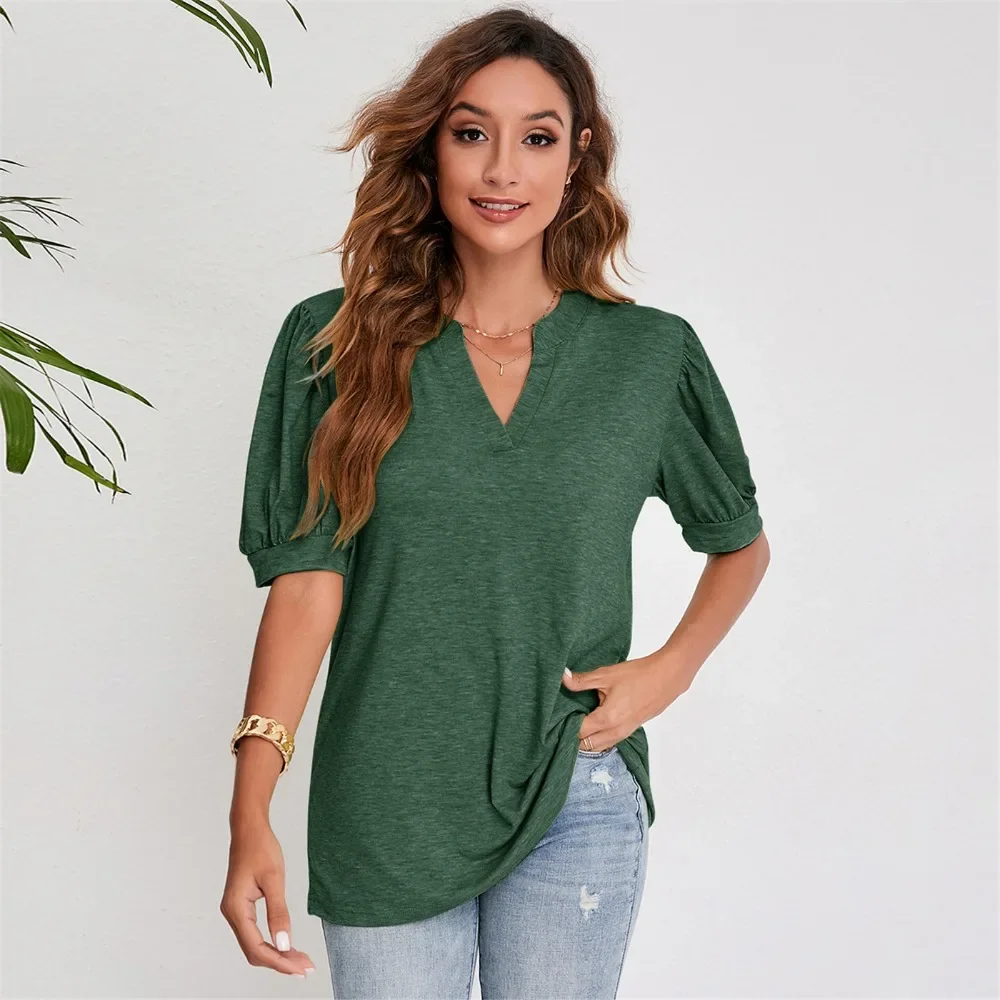 Woman Clothing Summer T-shirt Puff Short Sleeve Tops Tees Korean Popular Clothes T Shirts for Women Blouses Black Purple Tshirt
Woman Clothing Summer T-shirt Puff Short Sleeve Tops Tees Korean Popular Clothes T Shirts for Women Blouses Black Purple Tshirt