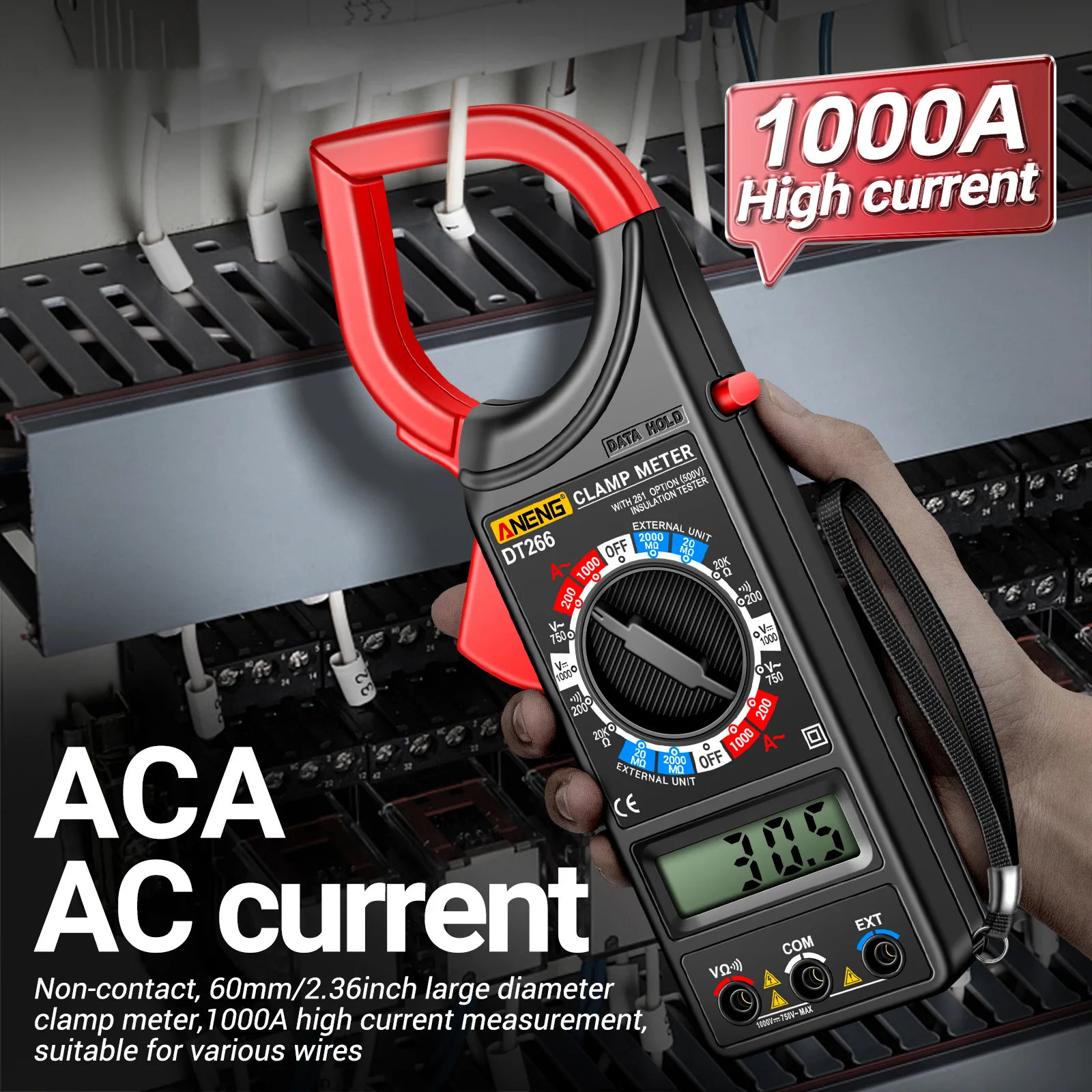 ANENG DT266-8 цифровые клещи ЖК-дисплей 1999 года, подсчет True RMS, профессиональный тестер напряжения ACDC, дисплей данных, автомобильный мультиметр
ANENG DT266-8 цифровые клещи ЖК-дисплей 1999 года, подсчет True RMS, профессиональный тестер напряжения ACDC, дисплей данных, автомобильный мультиметр