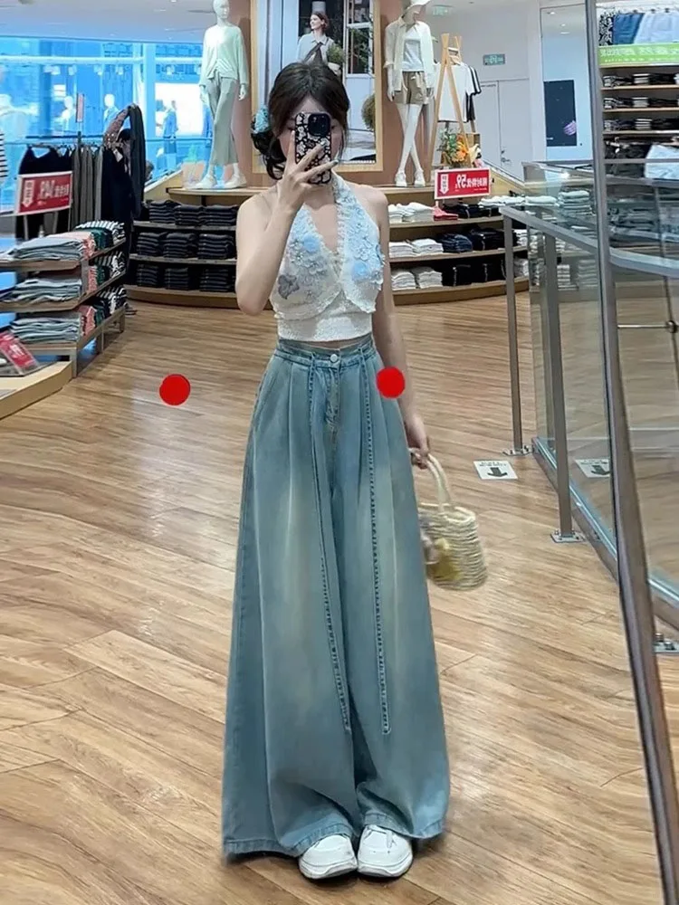 High Waist Straight Leg Thin Denim Jeans Women's Summer Cool Feeling Ice Silk Loose Fit Wide Leg Pants
High Waist Straight Leg Thin Denim Jeans Women's Summer Cool Feeling Ice Silk Loose Fit Wide Leg Pants