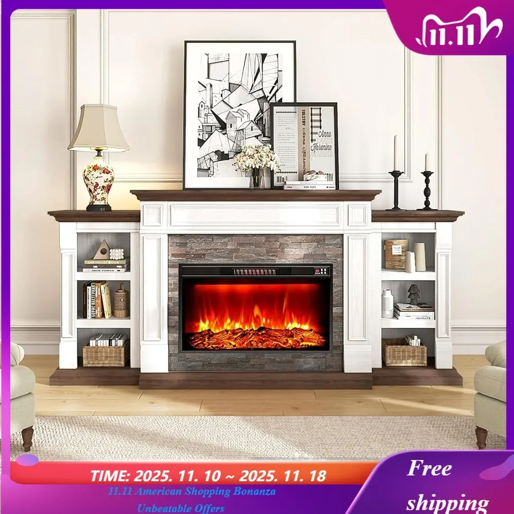 Fireplace TV Stand for TVs Up to 90 Inch, Electric Fireplace with Mantel, Farmhouse Entertainment Center with Storage
Fireplace TV Stand for TVs Up to 90 Inch, Electric Fireplace with Mantel, Farmhouse Entertainment Center with Storage