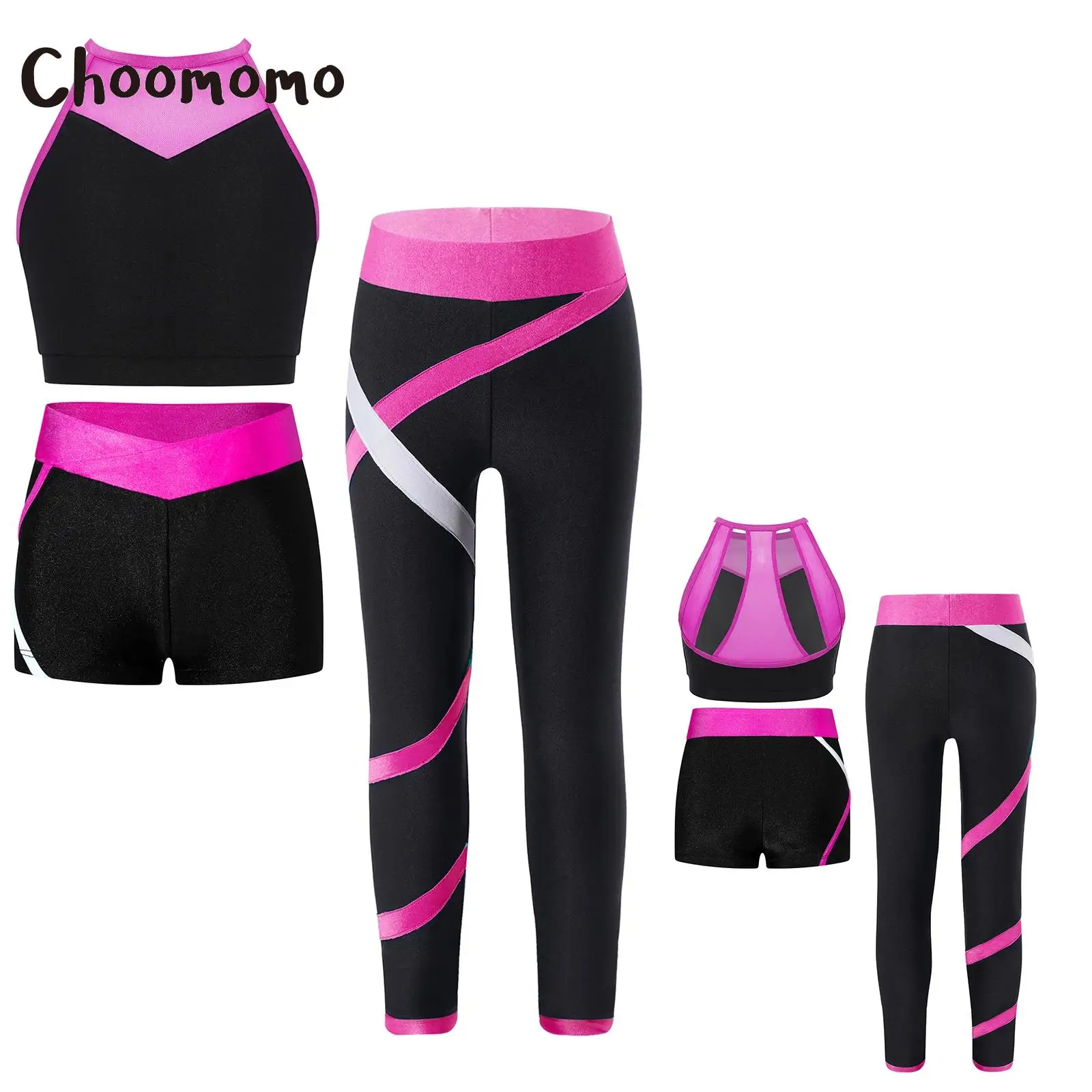 Girls Ballet Dance Sets Color Block Sports Gymnastics Outfits Cutout Back Vest With Shorts And Leggings For Workout Training
Girls Ballet Dance Sets Color Block Sports Gymnastics Outfits Cutout Back Vest With Shorts And Leggings For Workout Training