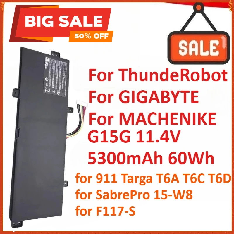 G15G 11,4 В 5300 мАч 60 Втч аккумулятор для ноутбука ThundeRobot 911 Targa T6A T6C T6D для GIGABYTE SabrePro 15-W8 для MACHENIKE F117-S
G15G 11,4 В 5300 мАч 60 Втч аккумулятор для ноутбука ThundeRobot 911 Targa T6A T6C T6D для GIGABYTE SabrePro 15-W8 для MACHENIKE F117-S