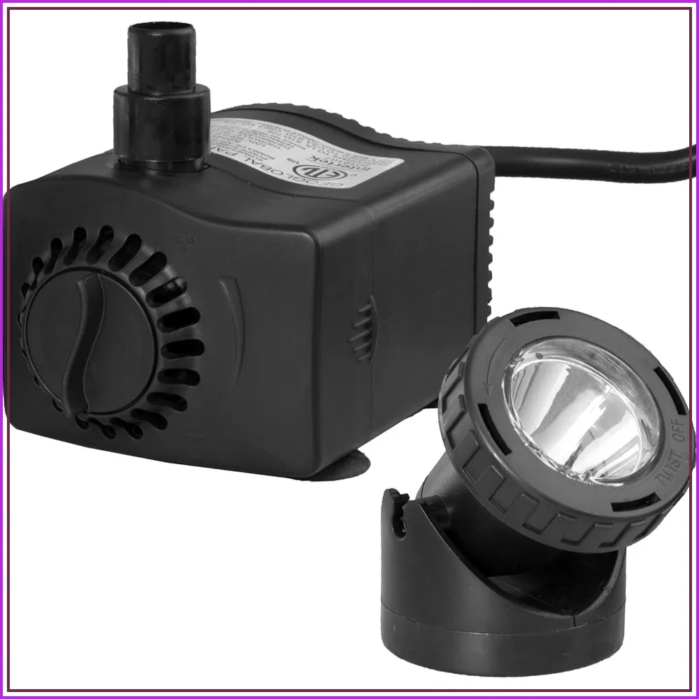 400 GPH Low Water Shut-Off Fountain Pump with Light, Auto Shut-Off, LED, Flow Control, Quiet
400 GPH Low Water Shut-Off Fountain Pump with Light, Auto Shut-Off, LED, Flow Control, Quiet