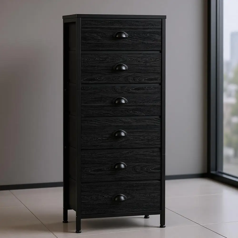 6-Drawer Tall Dresser, Valet Bedroom Storage, Black Nightstand with Fabric Organizer for Dorm or Living Room
6-Drawer Tall Dresser, Valet Bedroom Storage, Black Nightstand with Fabric Organizer for Dorm or Living Room