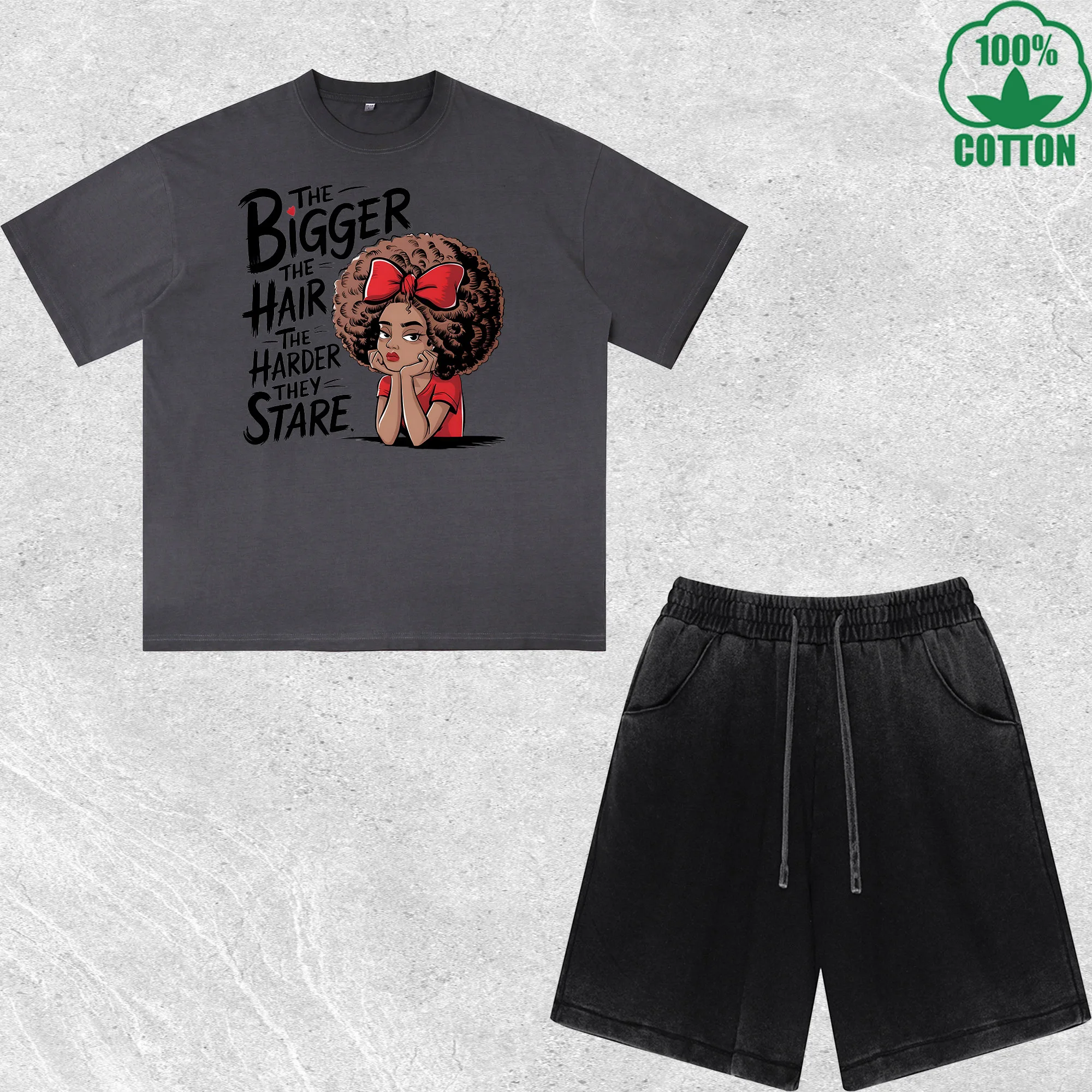 Big Hair Printed Dirty Wash T-Shirt Shorts Set Multicolor Combo Loose Trendy Fashionable 100%Cotton Short Value Pack
Big Hair Printed Dirty Wash T-Shirt Shorts Set Multicolor Combo Loose Trendy Fashionable 100%Cotton Short Value Pack