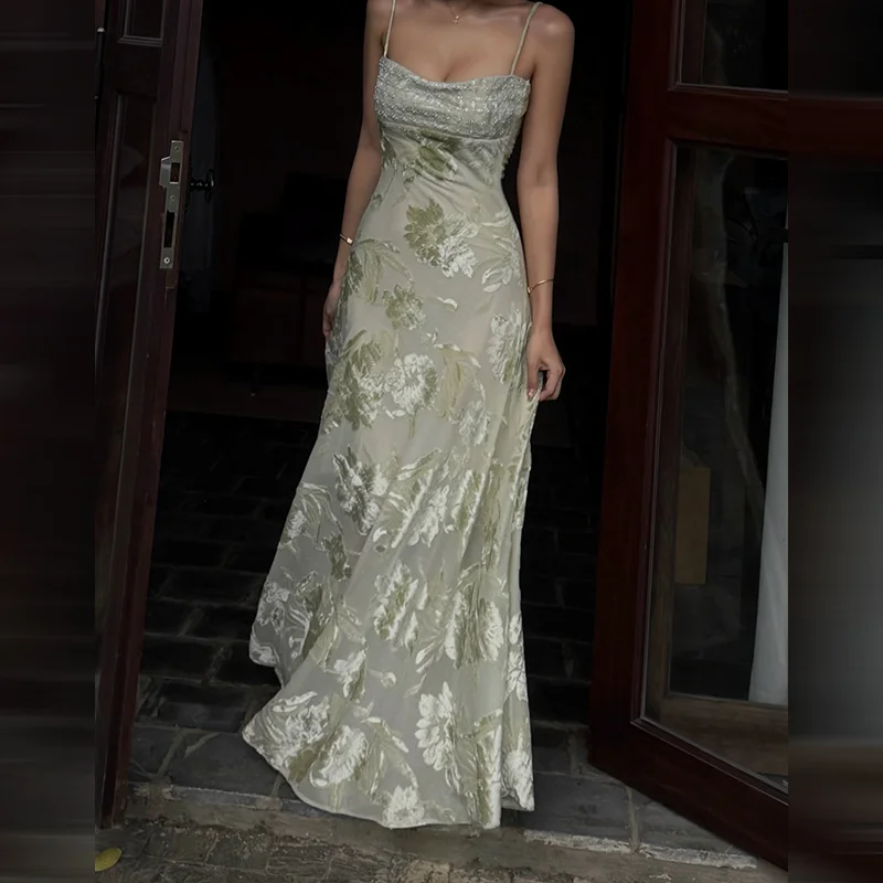 French Luxury Satin Heavy Floral Bodycon Maxi Dress Sleeveless Spaghetti Strap Elegant Vestidos Evening Party Dresses 2026
French Luxury Satin Heavy Floral Bodycon Maxi Dress Sleeveless Spaghetti Strap Elegant Vestidos Evening Party Dresses 2026