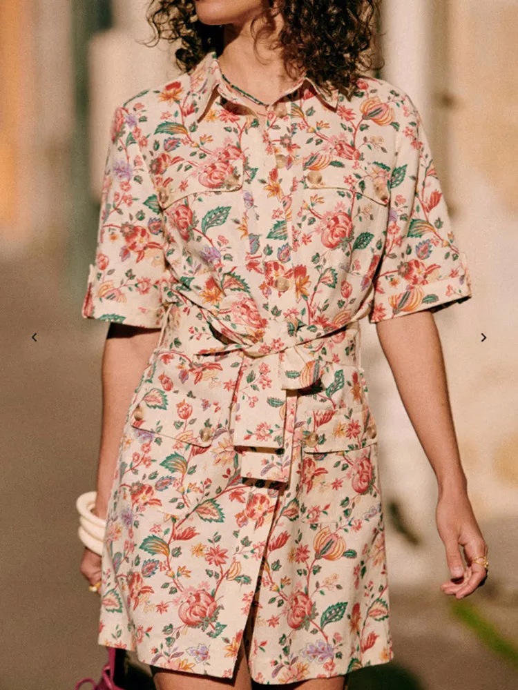Clearance Price Women Romantic Floral Print Turn-Down Collar Shirt Dress Cotton Lace-Up Mini Robe
Clearance Price Women Romantic Floral Print Turn-Down Collar Shirt Dress Cotton Lace-Up Mini Robe