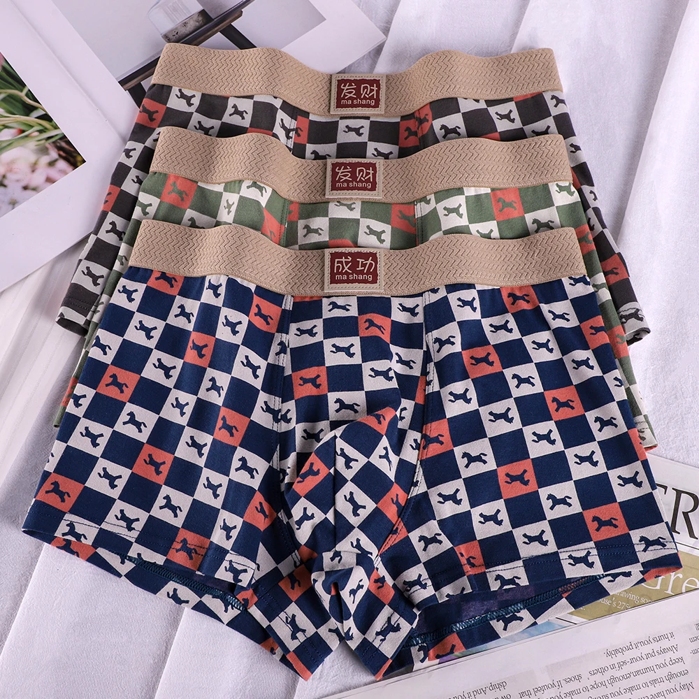 1/3PCS Fashion Plaid Horse Print Men's Panties 95% Cotton Breathable Mesh 3D Pouch Boxers Hombre High Elastic Menswear Undrewear
1/3PCS Fashion Plaid Horse Print Men's Panties 95% Cotton Breathable Mesh 3D Pouch Boxers Hombre High Elastic Menswear Undrewear
