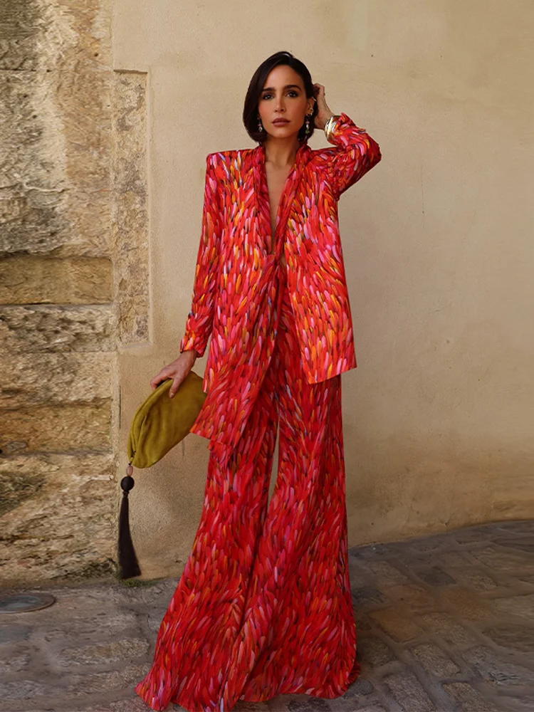 Street Printed Jackets Pants Sets Women Shoulder Pads Full Sleeve Lace Up Blazer Wide Leg Pants 2026 Spring Lady Fashion Outfits
Street Printed Jackets Pants Sets Women Shoulder Pads Full Sleeve Lace Up Blazer Wide Leg Pants 2026 Spring Lady Fashion Outfits