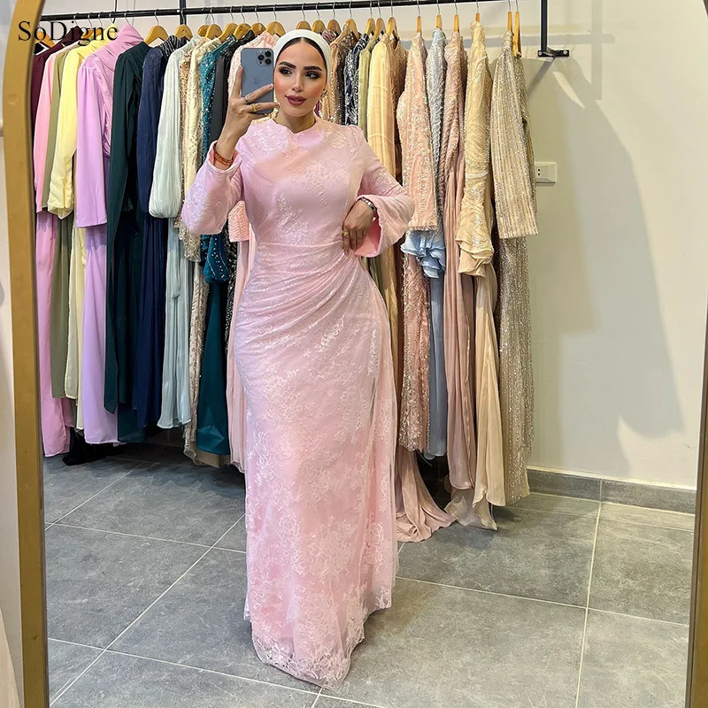 SoDigne Elegant Pink Evening Dresses Lace Full Sleeves Sheath Party Dress Saudi Arabia Mermaid Formal Prom Gowns Customized
SoDigne Elegant Pink Evening Dresses Lace Full Sleeves Sheath Party Dress Saudi Arabia Mermaid Formal Prom Gowns Customized