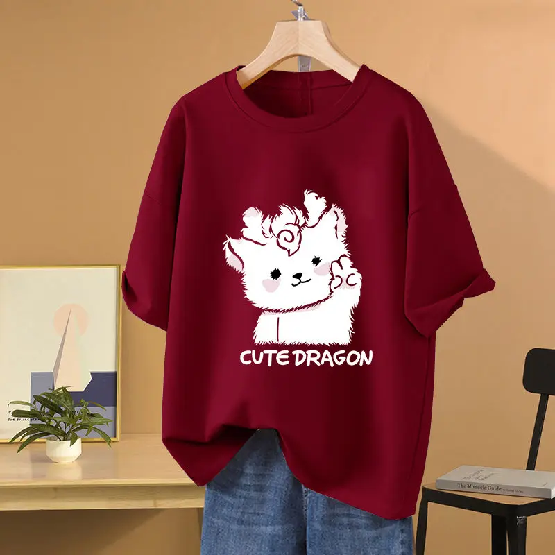 Women's Fashion Basics O-neck Top Pullovers Summer Pure Cotton Loose Y2k Printed Short Sleeve T-shirt
Women's Fashion Basics O-neck Top Pullovers Summer Pure Cotton Loose Y2k Printed Short Sleeve T-shirt