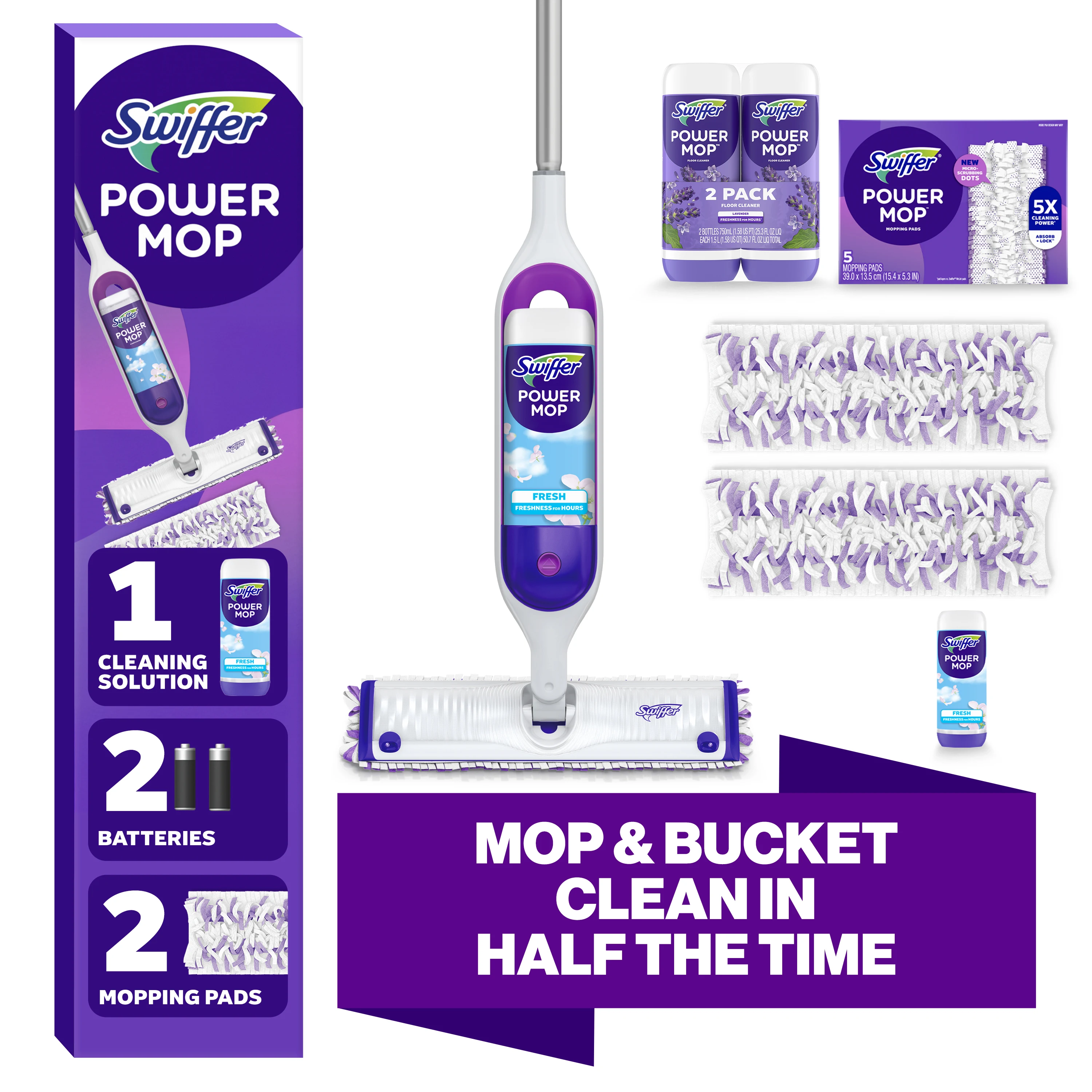 Power Mop Floor Cleaner Bundle Includes 1 Spray Mop Device, 2 Lavender Scent Mopping Solutions 25.3 Fl Oz, 1 Fresh Scent Mopping
Power Mop Floor Cleaner Bundle Includes 1 Spray Mop Device, 2 Lavender Scent Mopping Solutions 25.3 Fl Oz, 1 Fresh Scent Mopping