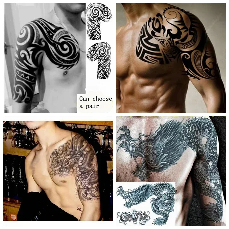 New Waterproof Tattoo Sticker Male Half Shoulder Dragon Totem Breastplate Flame Flower Arm Art Fake Tattoo Black Big Size Tattoo
New Waterproof Tattoo Sticker Male Half Shoulder Dragon Totem Breastplate Flame Flower Arm Art Fake Tattoo Black Big Size Tattoo