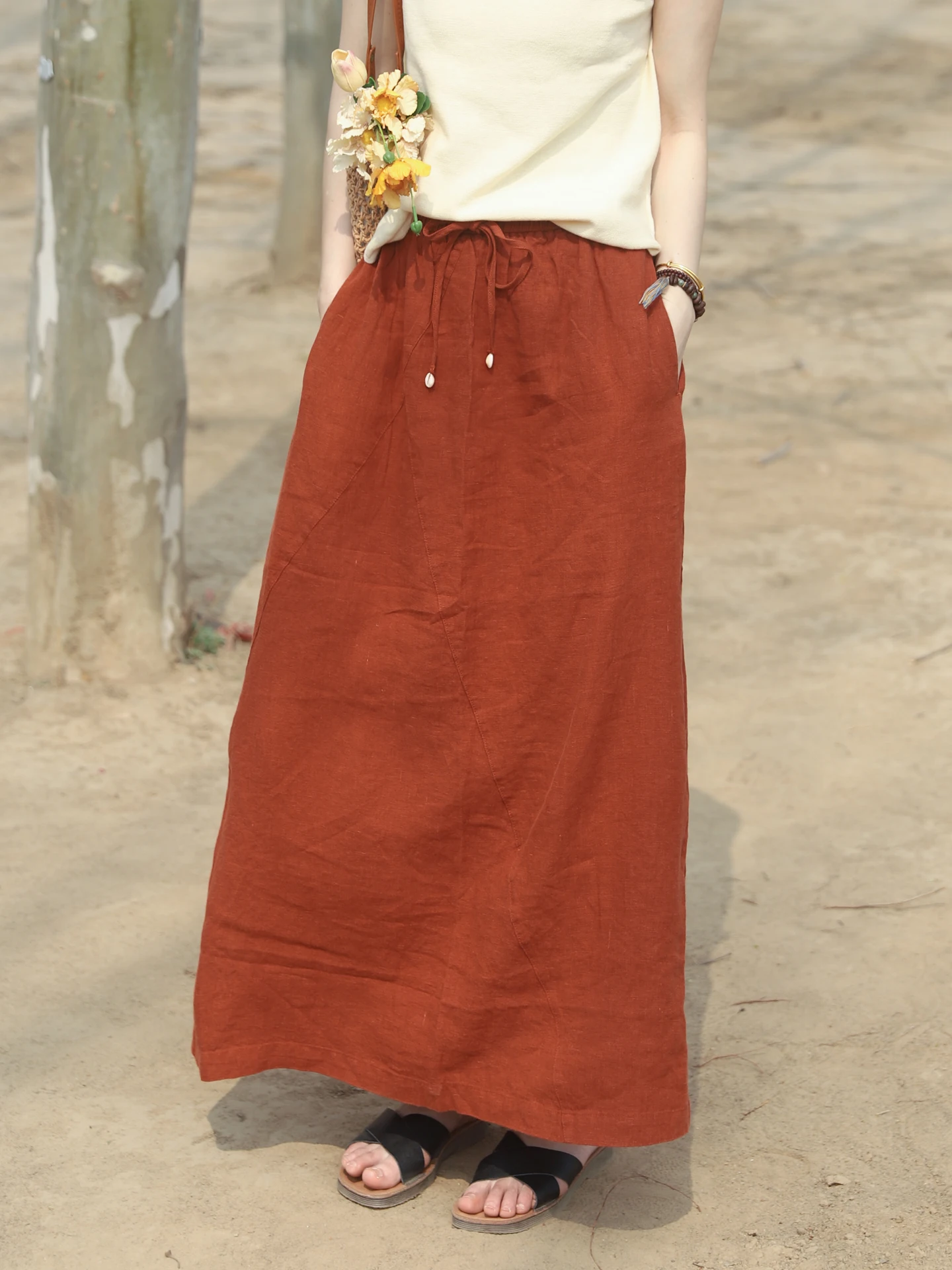 High Waist A-Line Midi Skirt Women's Linen Loose Fit Belted Straight Leg Skirt Slimming Effect Autumn Valley Japanese Style
High Waist A-Line Midi Skirt Women's Linen Loose Fit Belted Straight Leg Skirt Slimming Effect Autumn Valley Japanese Style