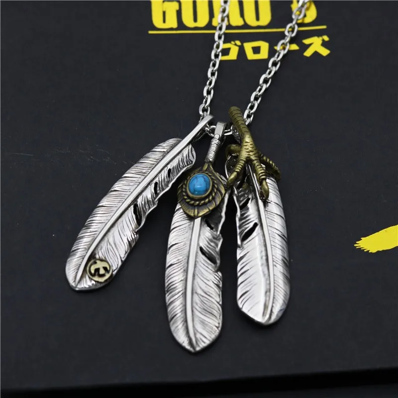Top quality Chao Takahashi goro's inlaid blue turquoise chicken claw feather pendant thai silver vintage hip hop punk necklace
Top quality Chao Takahashi goro's inlaid blue turquoise chicken claw feather pendant thai silver vintage hip hop punk necklace