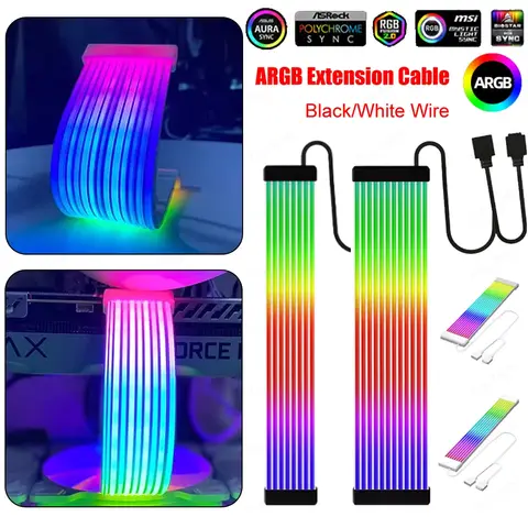 5V 3Pin ARGB Sync PC Kabel 8/24PIN Motherboard Power Verlängerung Kabel Flexible LED Streifen Licht DIY Kit Grafikkarte 8Pin 6PIN Kabel