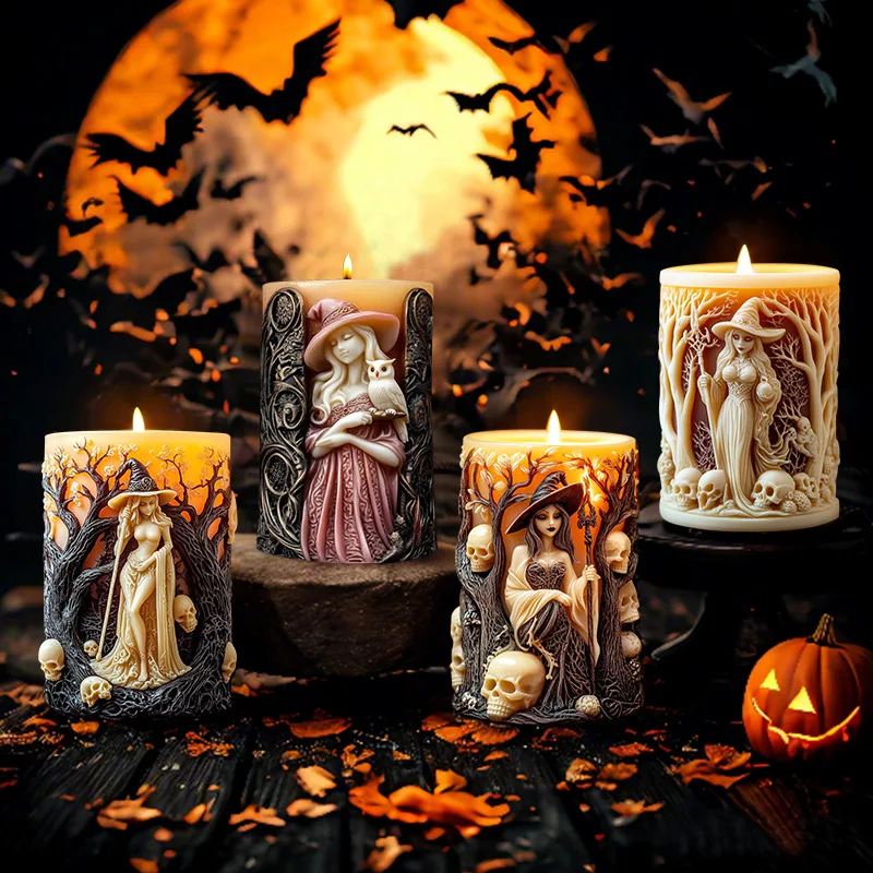 Halloween Witch Cylinderical Candle Silicone Mold DIY Cement Plaster Resin Handmade Soap Ornament Mold Creative Home Decor
Halloween Witch Cylinderical Candle Silicone Mold DIY Cement Plaster Resin Handmade Soap Ornament Mold Creative Home Decor