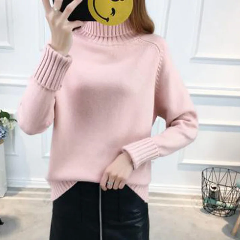 Korean Loose High Neck Pullover Knitted Sweater Women Student Casual Long Sleeve Base Tops for Autumn Winter
Korean Loose High Neck Pullover Knitted Sweater Women Student Casual Long Sleeve Base Tops for Autumn Winter