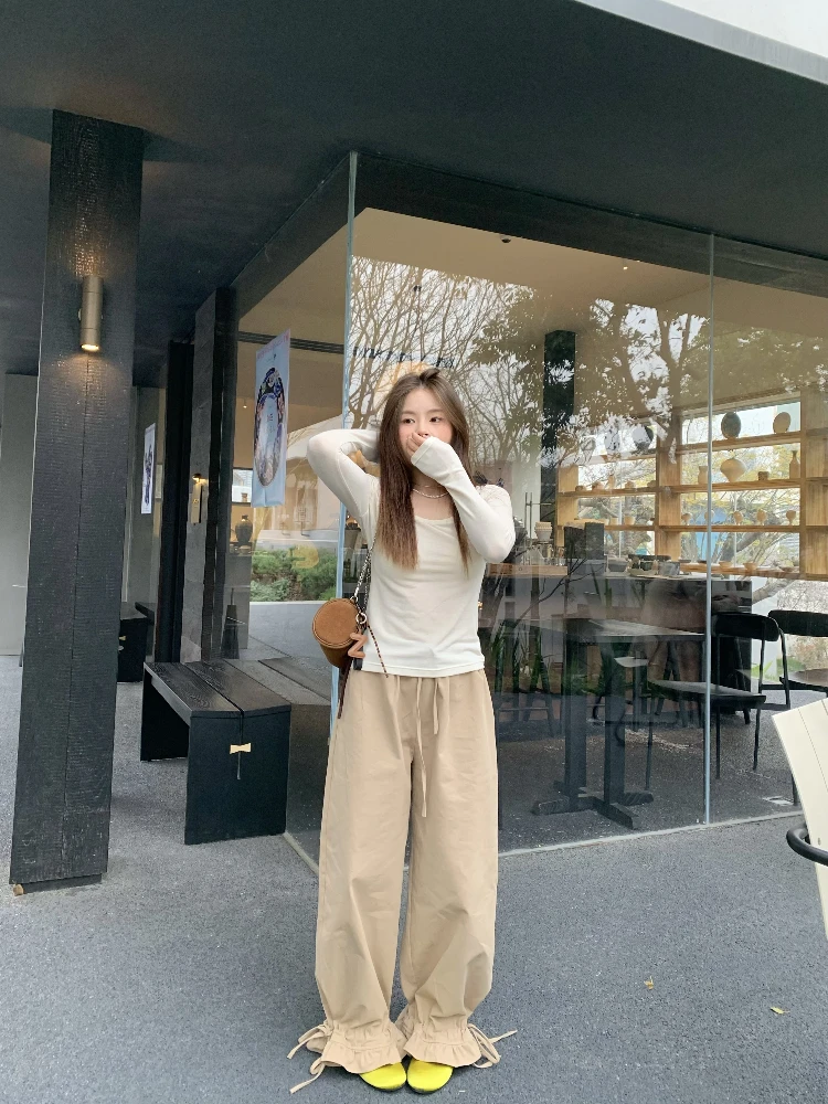 Damei Khaki Color Lazy Style Beautiful Lace Trim Casual Loose Straight Leg Trousers Women's High Waist Button Cotton Casual P...
Damei Khaki Color Lazy Style Beautiful Lace Trim Casual Loose Straight Leg Trousers Women's High Waist Button Cotton Casual P...
