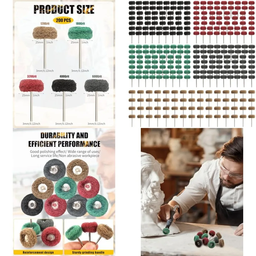 Pcs Abrasive Buffing Wheels, 1 inch Abrasive Buffing Polishing Wheels Burr for Rotary Tools-1/8 3mm Shank, 120Grit, 180Grit, 32
Pcs Abrasive Buffing Wheels, 1 inch Abrasive Buffing Polishing Wheels Burr for Rotary Tools-1/8 3mm Shank, 120Grit, 180Grit, 32