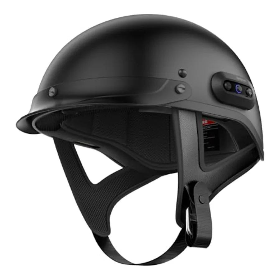 Motorcycle half helmet for intercom use, mesh material, matte black, integrated communication system
Motorcycle half helmet for intercom use, mesh material, matte black, integrated communication system