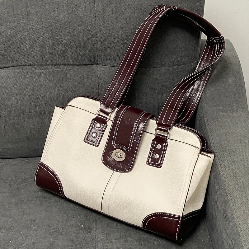 Женская сумка через плечо с узором личи, высококачественная ретро-сумка с цветовыми блоками, вместительная многослойная сумка-тоут с замком
Женская сумка через плечо с узором личи, высококачественная ретро-сумка с цветовыми блоками, вместительная многослойная сумка-тоут с замком