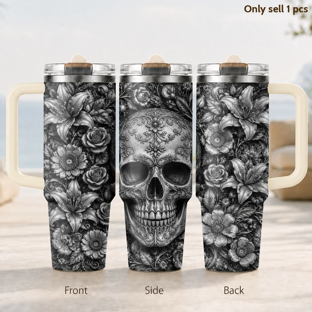 Gothic Floral Skull Art Vacuum Flasks 40oz 3rd Gen Vacuum Insulated Stainless Steel Tumbler Cup with Handle Straw Lid for Gifts
Gothic Floral Skull Art Vacuum Flasks 40oz 3rd Gen Vacuum Insulated Stainless Steel Tumbler Cup with Handle Straw Lid for Gifts