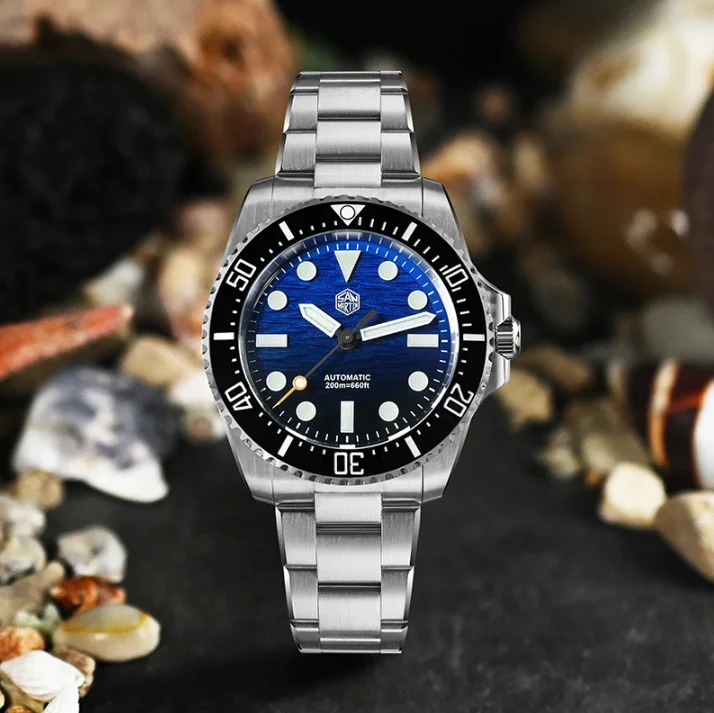 San Martin Men Automatic Watch 38mm Mechanical Wristwatch Diver 20ATM Waterproof BGW-9 Luminous Miyota 90S5 Wave Texture Dial
San Martin Men Automatic Watch 38mm Mechanical Wristwatch Diver 20ATM Waterproof BGW-9 Luminous Miyota 90S5 Wave Texture Dial