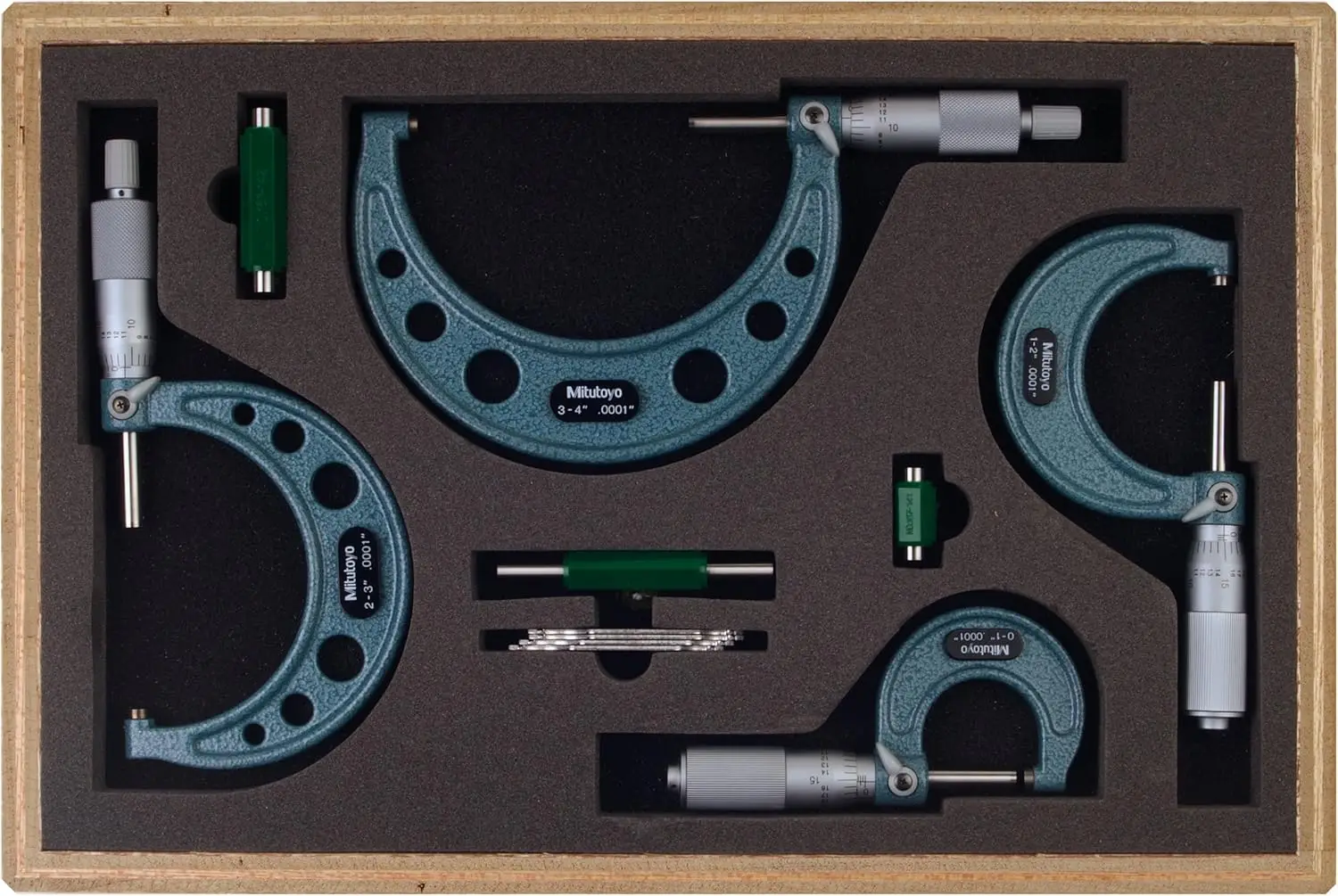 Mitutoyo 103-931 Outside Micrometer Set with Standards, 0-4" Range, 0.0001" Graduation (4 Piece Set)
Mitutoyo 103-931 Outside Micrometer Set with Standards, 0-4" Range, 0.0001" Graduation (4 Piece Set)