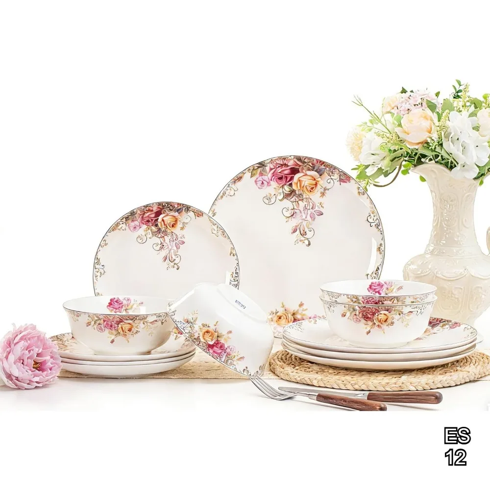 12-Piece Ceramic Dinnerware Set with Plates and Bowls, Microwave & Dishwasher Safe, Chip Resistant for Home Use
12-Piece Ceramic Dinnerware Set with Plates and Bowls, Microwave & Dishwasher Safe, Chip Resistant for Home Use