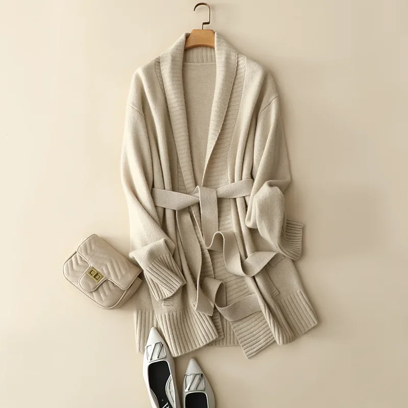 aliaga winter new styles cashmere wool thick cardigan coat with belt women's knitted oversized casual warm outerwear
aliaga winter new styles cashmere wool thick cardigan coat with belt women's knitted oversized casual warm outerwear