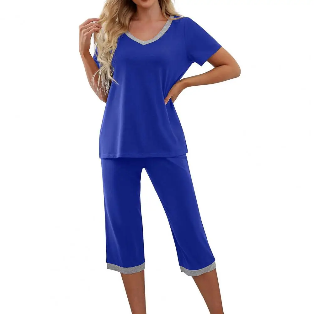 Yoga Pajama Set Women's Pajama Set with Short Sleeve V-neck Top Wide Leg Pants Lounge Wear with Pockets for Summer
Yoga Pajama Set Women's Pajama Set with Short Sleeve V-neck Top Wide Leg Pants Lounge Wear with Pockets for Summer