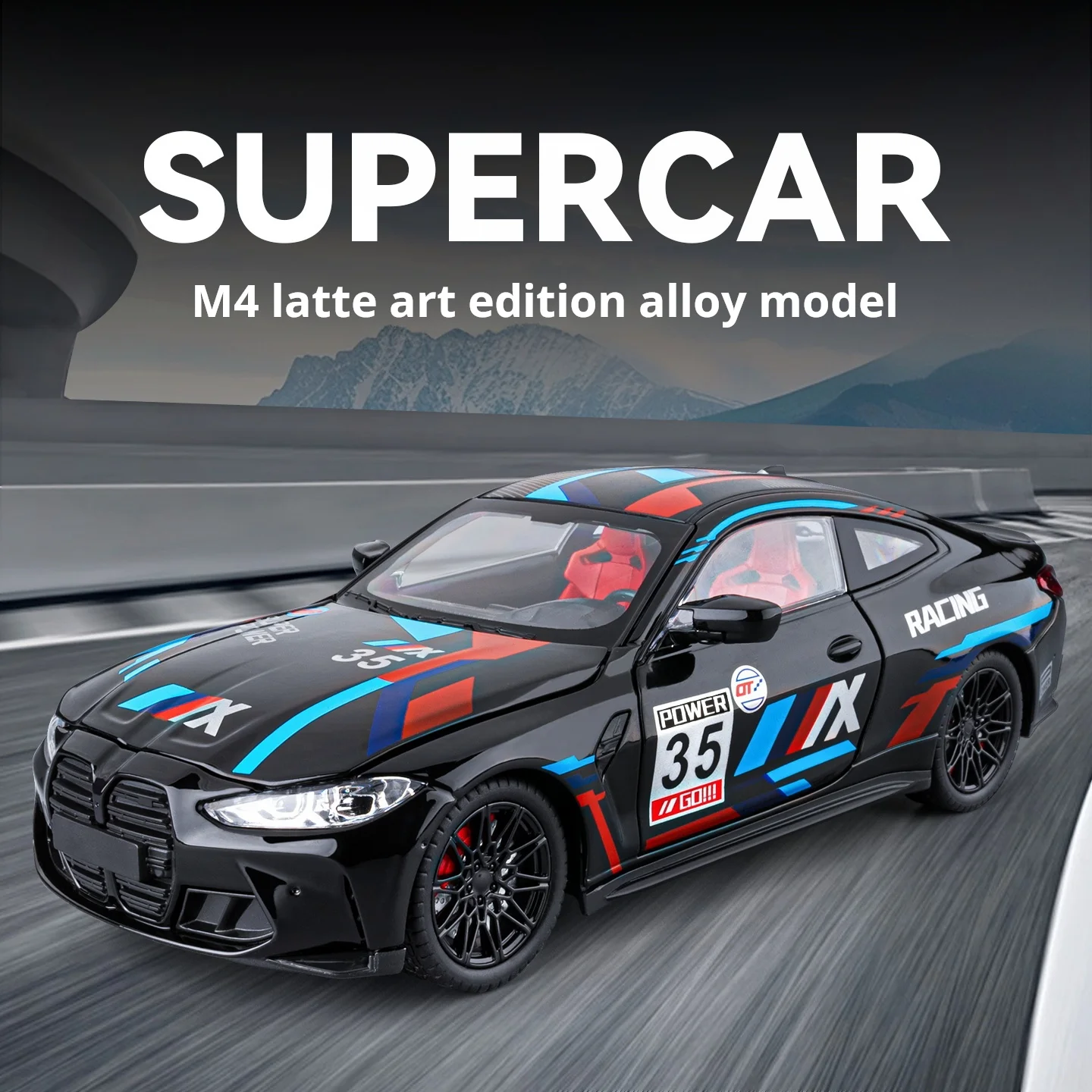 1:24 Sporty Performance Coupe M4 Sticker Version Exquisite Simulated Alloy Sports Car Model Kids Toy Decoration Brithday Gifts
1:24 Sporty Performance Coupe M4 Sticker Version Exquisite Simulated Alloy Sports Car Model Kids Toy Decoration Brithday Gifts
