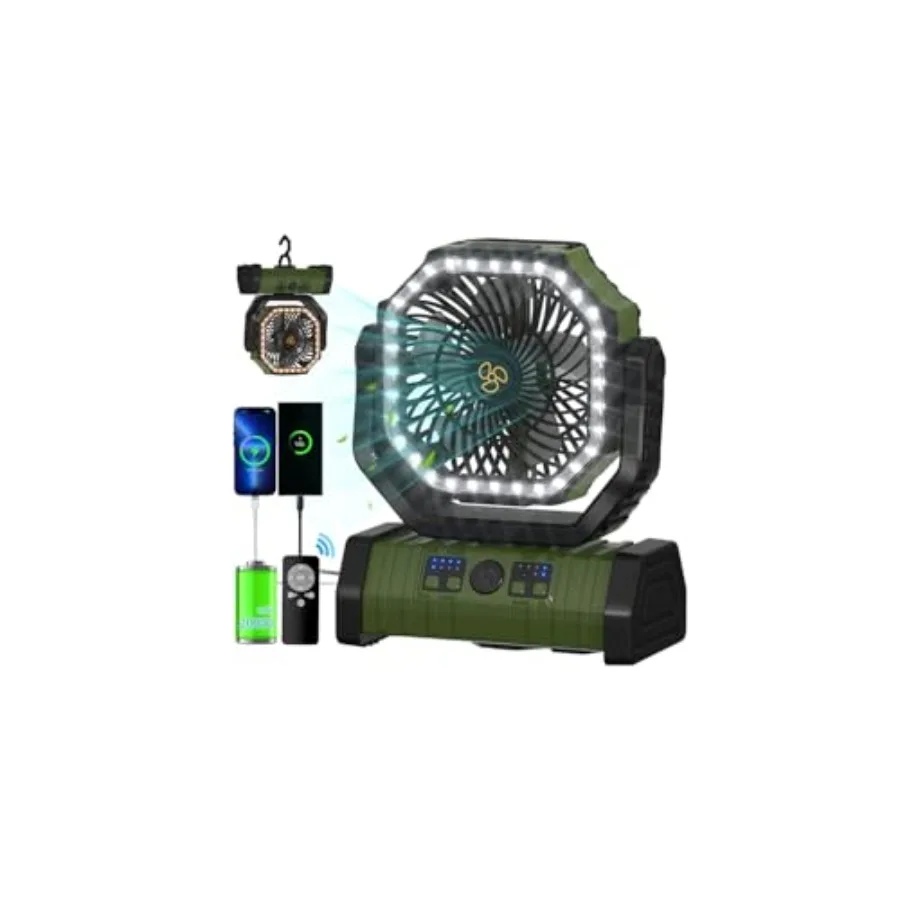 Camping Battery Powered Fan with LED Light 20000mAh Rechargeable Portable, Oscillating Cordless USB Desk Fan with Rotation Hang
Camping Battery Powered Fan with LED Light 20000mAh Rechargeable Portable, Oscillating Cordless USB Desk Fan with Rotation Hang