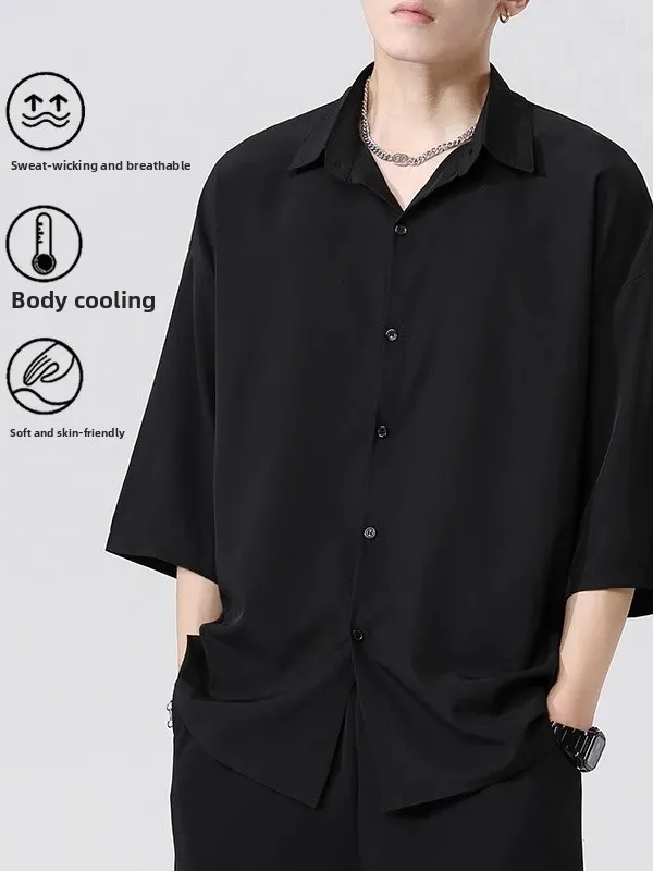 Мужская рубашка из ледяного шелка с коротким рукавом: легкая, дышащая, летняя, с защитой от солнца, повседневная
Мужская рубашка из ледяного шелка с коротким рукавом: легкая, дышащая, летняя, с защитой от солнца, повседневная