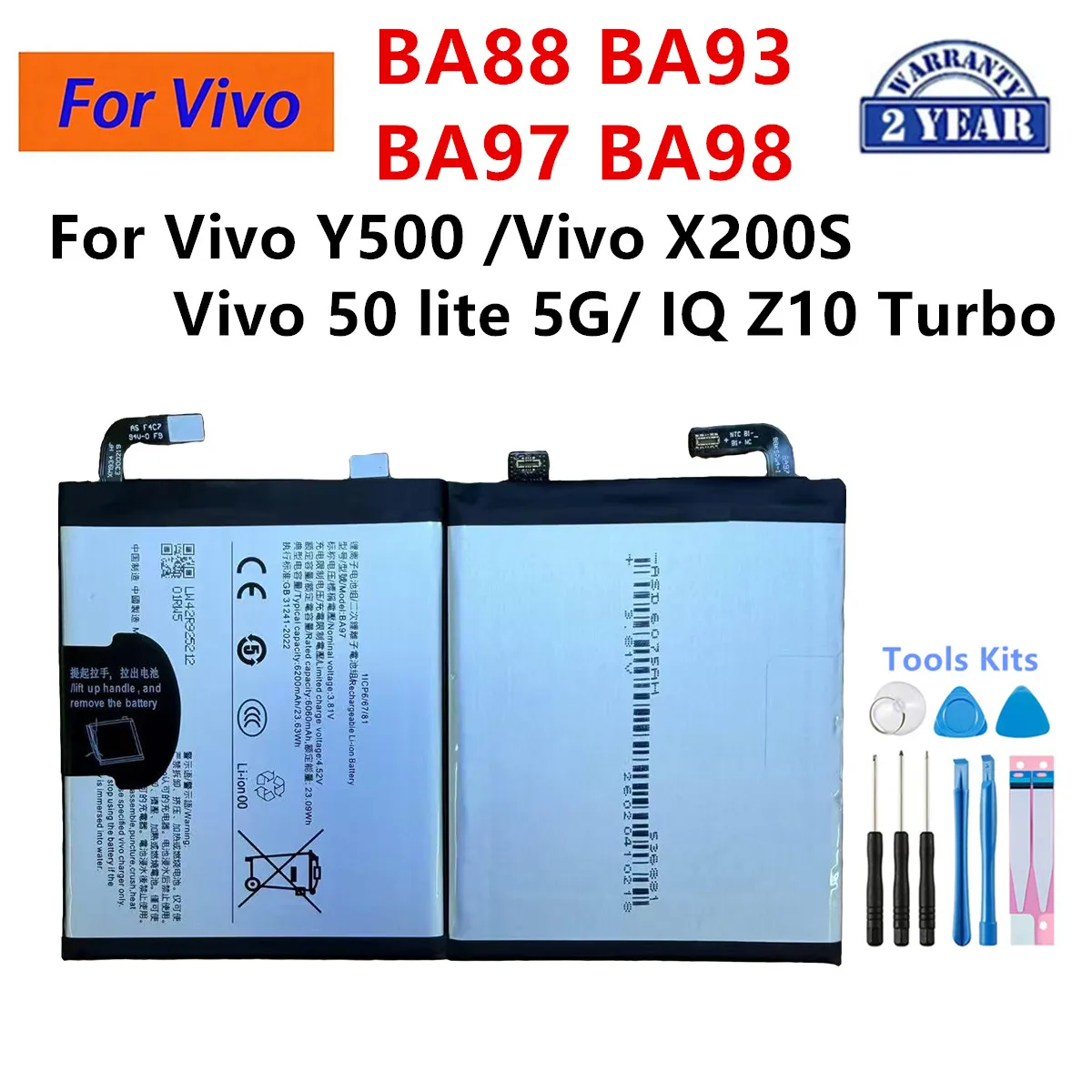 BA97 BA98 BA88 BA93 Phone Battery For OPPO OnePlus Vivo Y500 X200S Vivo 50 lite 5G Vivo IQ Z10 Turbo Replacement Batteries+Tools
BA97 BA98 BA88 BA93 Phone Battery For OPPO OnePlus Vivo Y500 X200S Vivo 50 lite 5G Vivo IQ Z10 Turbo Replacement Batteries+Tools