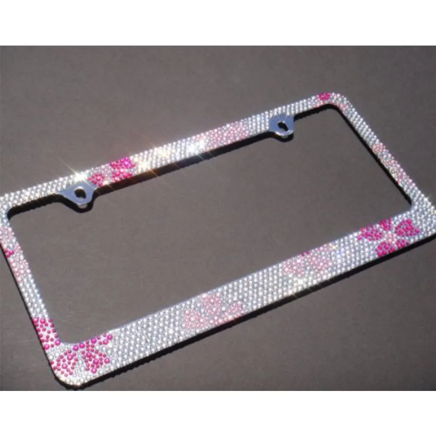 Bling Pink Flowers Special Designed PINK-D Crystal Rhinestone Metal License Plate Frame
Bling Pink Flowers Special Designed PINK-D Crystal Rhinestone Metal License Plate Frame