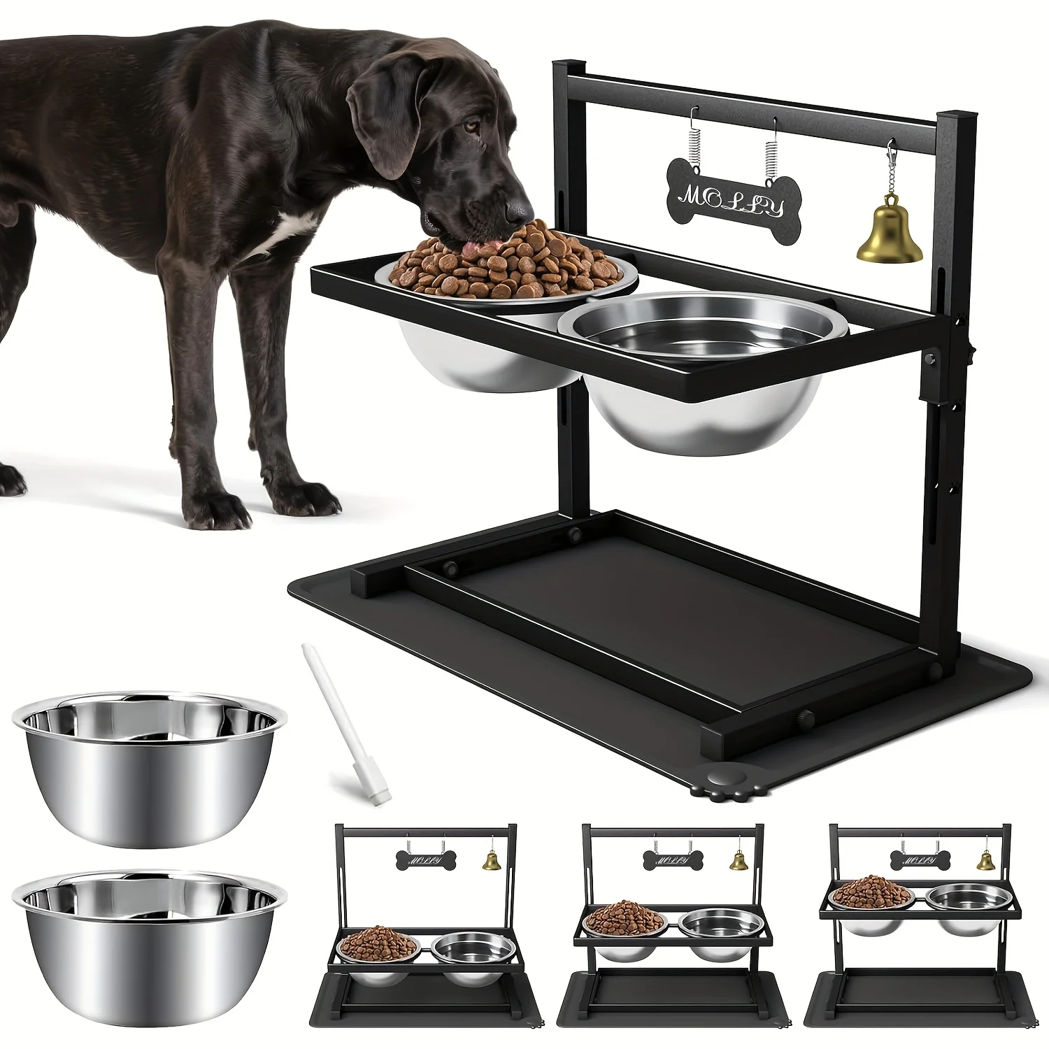 Adjustable Height Elevated Dog Bowl Stand with 2 Stainless Steel Food Bowls & Non-Slip Mat - Heavy-Duty Raised Feeder for Large
Adjustable Height Elevated Dog Bowl Stand with 2 Stainless Steel Food Bowls & Non-Slip Mat - Heavy-Duty Raised Feeder for Large
