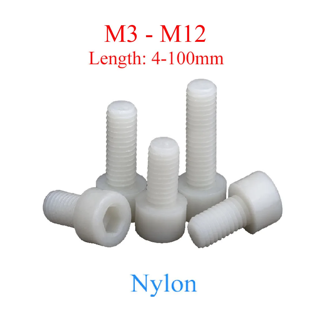 10/20/50/100Pcs Nylon Allen Cap Head Machine Screws M3 M4 M5 M6 M8 M10 M12 White Hexagon Hex Socket Bolts Length=4-100mm
10/20/50/100Pcs Nylon Allen Cap Head Machine Screws M3 M4 M5 M6 M8 M10 M12 White Hexagon Hex Socket Bolts Length=4-100mm